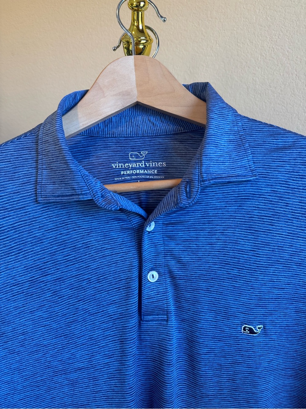 Vineyard Vines Performance Polo Mens Large Blue/White Striped Short Sleeve Golf - Picture 3 of 12